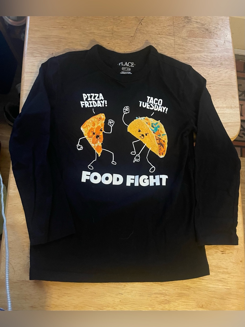 The Children's Place Black 'Food Fight' Graphic Tee-size 5-6 (SP)